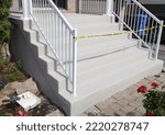 Small photo of Image example shows a professional, beautiful, and uniform acrylic + sealer finish of a concrete staircase after cement repairs and full resurfacing application work.