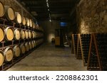 Small photo of Punta del Este, Uruguay - August 06, 2022: Vina Eden Winery in Punta del Este. Delicious wine. Process of fermentation and maturation of the grape for the preparation of wine. Oak barrels.