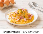 Creamy Omelet with Ham on Rice or Rice with Ham and Soft Omelet