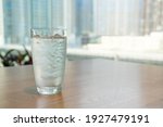 Water Glass With Ice On Table