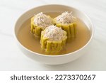 Stuffed bitter gourd with seasoned minced pork and vermicelli soup bowl