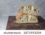 Rustic Sourdough Bread Was Cut...