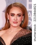 Small photo of London, United Kingdom - February 08, 2022: Adele attends the Brits Awards 2022 at the O2 arena in London, England.