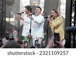 Small photo of London, United kingdom - June 15, 2023: (L to R) Howard Donald, Gary Barlow and Mark Owen of Take That attend "Greatest Days" World Premiere at Odeon Luxe Leicester Square in London, England.