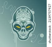 scary alien head vector graphic | Shutterstock .eps vector #2139757927