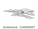 landscape with country house.... | Shutterstock .eps vector #2140200337