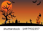 a halloween night at a cemetery ... | Shutterstock .eps vector #1497932357