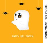 ghost  happy halloween card.... | Shutterstock .eps vector #401140681