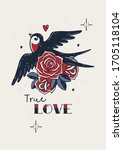 old school tattoo poster. love... | Shutterstock .eps vector #1705118104