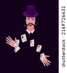 the magician shows a trick with ... | Shutterstock .eps vector #2169726631