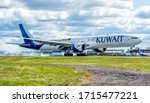 Small photo of Glasgow Airport, Scotland - April 27th 2020: Kuwait Airways B773 repatriation flight to pick up citizens from Scotland.