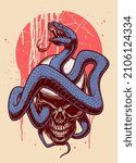 snake and human skull on the... | Shutterstock .eps vector #2106124334