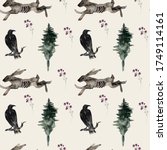 Seamless Pattern With Raven...