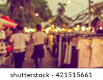 vintage tone blur image of night market on street with bokeh for background usage.