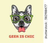 boxer nerd dog. geek is chic.... | Shutterstock .eps vector #582988477