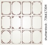 vintage frame set on pattern... | Shutterstock .eps vector #736617304