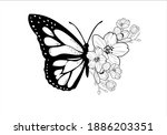 hand drawn butterfly  and... | Shutterstock .eps vector #1886203351