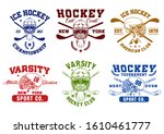 stock vector retro hockey logo... | Shutterstock .eps vector #1610461777