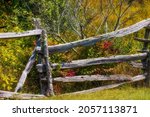 Small photo of Wooden rail fence at Grayson Highlands State Park in Virgina's Highlands near Mount Rogers and White top Mountains. Wild ponies roam the scenic area great for hiking.