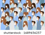 people in white medical face... | Shutterstock .eps vector #1689656257