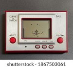 Small photo of Brazil - 12 04 2020: a rare nintendo game watch ball minigame from nintendo, with the display on