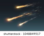set of three falling asteroids. ... | Shutterstock .eps vector #1048849517