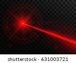 Abstract red laser beam. Isolated on transparent black background. Vector illustration, eps 10.