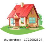 old cozy rural house. vector is ... | Shutterstock .eps vector #1722002524