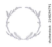 thin line wreath of lavender on ... | Shutterstock .eps vector #2148294791