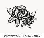 rose retro old school tattoo... | Shutterstock .eps vector #1666225867