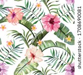 floral exotic tropical seamless ... | Shutterstock .eps vector #1708690081