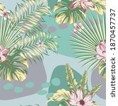 summer exotic floral tropical... | Shutterstock .eps vector #1870457737