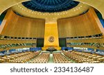 Small photo of New York. Manhattan. United States. Headquarters of the United Nations. General Assembly Hall - Date: 04 - 01 - 2022