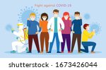 people and doctor wearing face... | Shutterstock .eps vector #1673426044