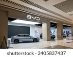 Small photo of SINGAPORE - 28 DEC 2023: Suntec City showroom of electric car, BYD (Build Your Dreams) Singapore, a subsidiary of BYD Company Limited – the largest supplier of rechargeable batteries in the world.