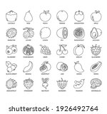 set of fruit thin line and... | Shutterstock .eps vector #1926492764