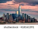 Lower Manhattan and One World Trade Center in New York City, USA as seen from Weehawken New Jersey