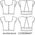 vector crop top fashion cad ... | Shutterstock .eps vector #2158088687