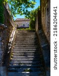 Steep Old Stairway With Many...