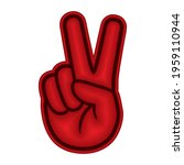 finger gesture sign of victory... | Shutterstock .eps vector #1959110944