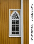 A Wooden Arched White Window On ...