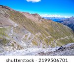 View of the road of the Stelvio Pass
