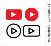 red and black play button icon... | Shutterstock .eps vector #1749285731