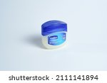 Small photo of Yogyakarta, Indonesia - January 18 2022 : Vaseline petroleum jelly jar with white background.