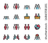 meeting icon line color vector... | Shutterstock .eps vector #1686558181