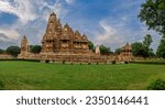 Small photo of Famous indian Madhya Pradesh tourist landmark. Western Group of Temple Khajuraho, Madhya Pradesh, India. A UNESCO World Heritage site built between 950 and 1150.