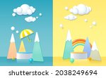 3d rendering podium  colorful... | Shutterstock .eps vector #2038249694