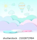 3d product podium  pastel color ... | Shutterstock .eps vector #2102872984