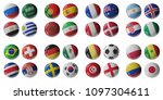 set of 3d soccer balls with... | Shutterstock . vector #1097304611