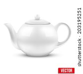 White Ceramic Teapot. Vector...